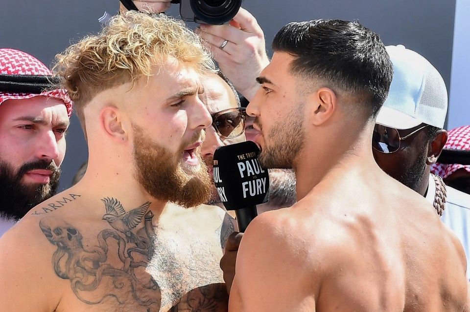 Jake Paul facing off with Tommy Fury