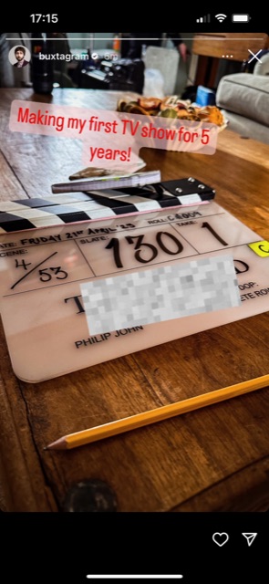 James shared this snap of a clapperboard on social media