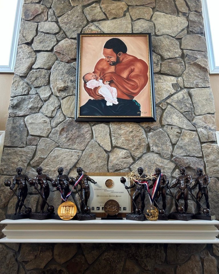 Haney’s showed a painting of him and his daughter placed above all of his many medals