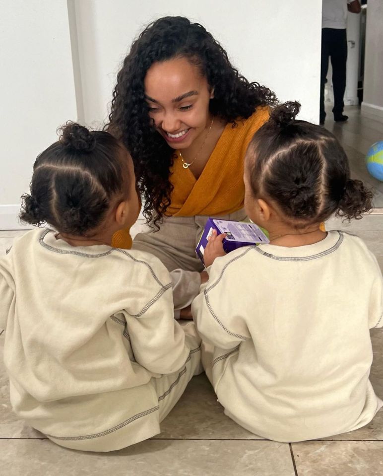 Leigh-Anne Pinnock with her twin girls