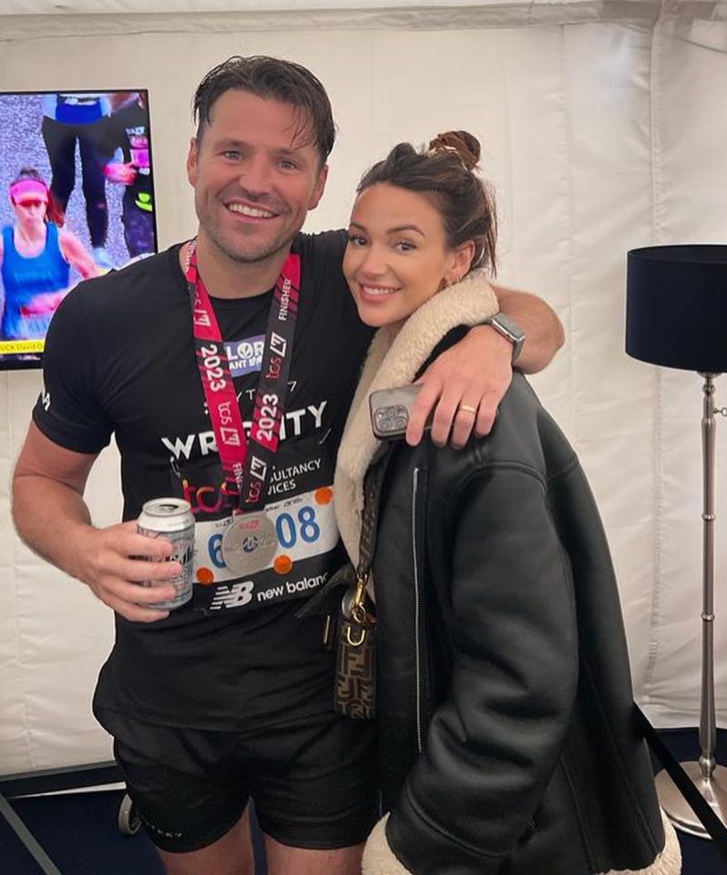 Mark and Michelle were all smiles at the end of the London Marathon