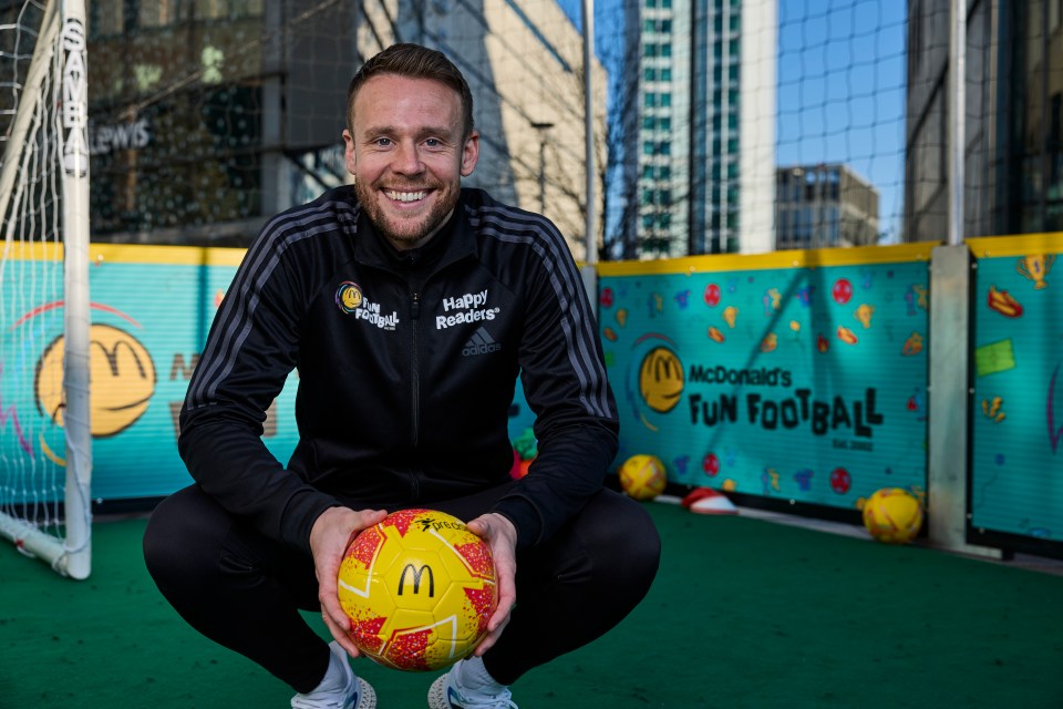 Gunter attended a McDonald's Happy Readers Fun Football Session in Cardiff