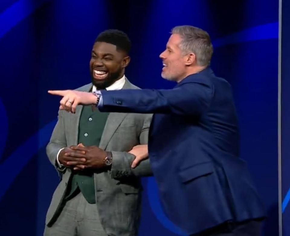 Micah Richards and Jamie Carragher, right, could not believe his comments