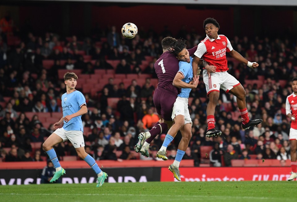 Lewis-Skelly rises high to score a winner against Man City to fire Arsenal in the FA Youth Cup final