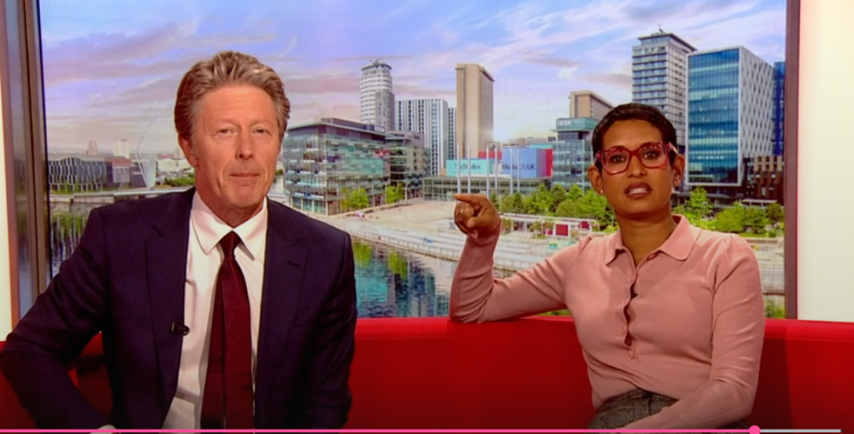 Naga Munchetty poked fun at Charlie Stayt on BBC Breakfast today