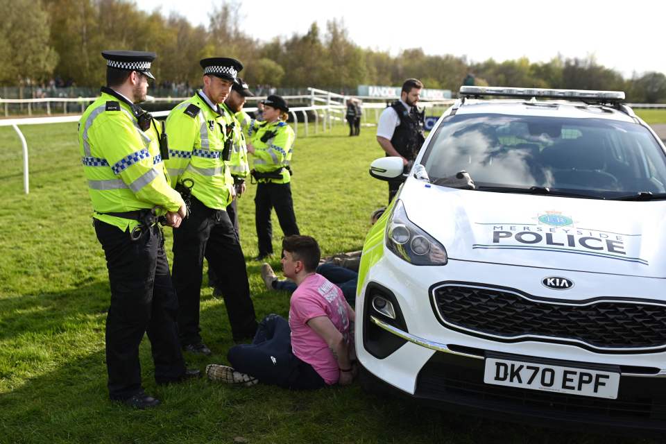 The start of the Grand National was delayed after animal rights activists stormed the course