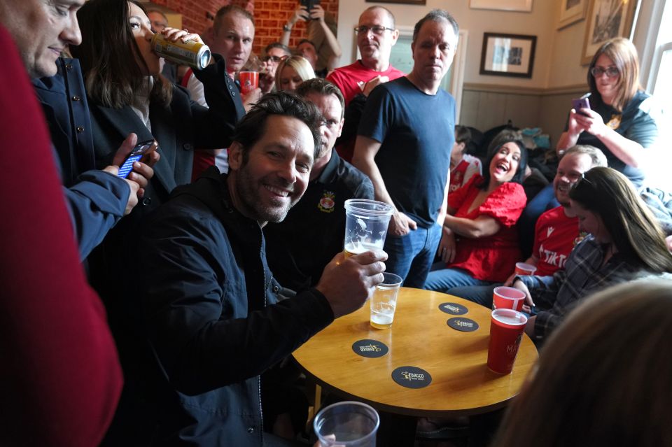 The Ant-Man star toasted the Welsh side with fans at the local pub