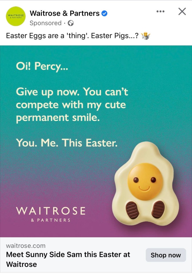 Sunny Side Sam has called out M&S's Percy Pig in a series of tongue-in-cheek adverts