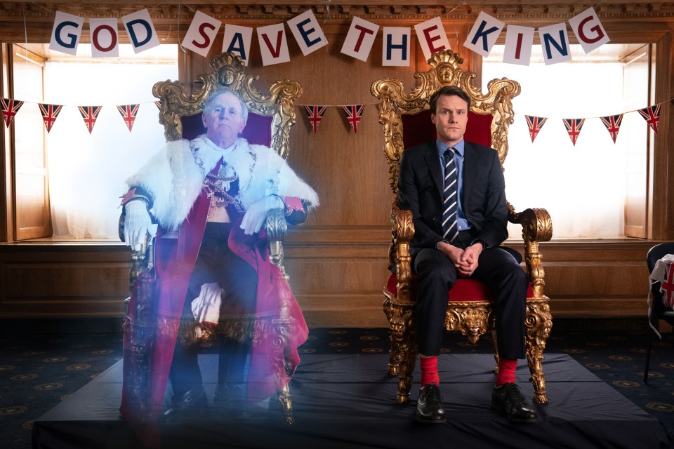 Peter Davison plays the ghost of William IV in The Windsors’ Coronation special