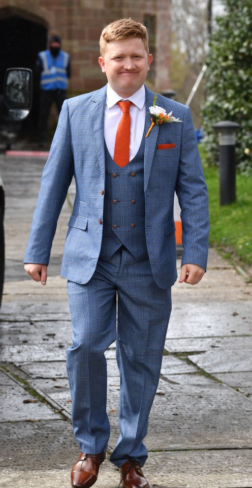 Sam Aston was suited and booted as Chesney for his big day