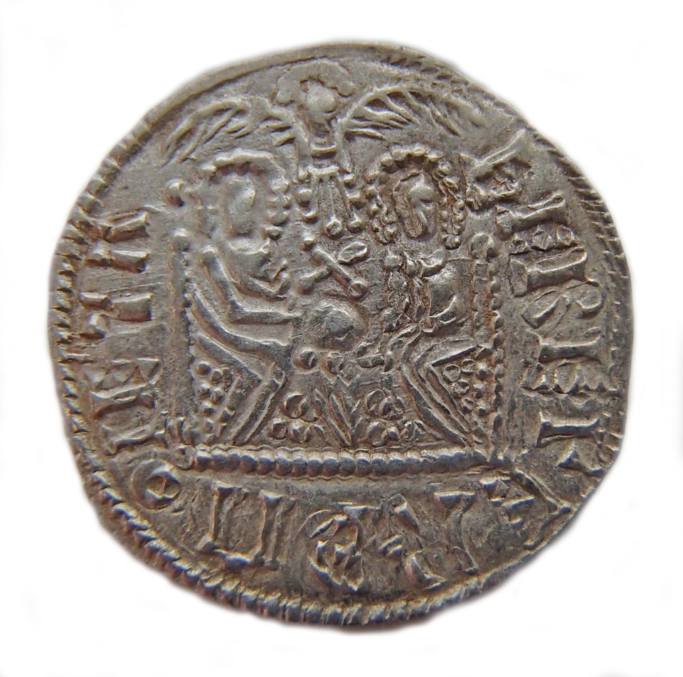 The men are accused of trying to sell a horde of coins similar to the one shown, which date back to the time of Alfred the Great (file photo)