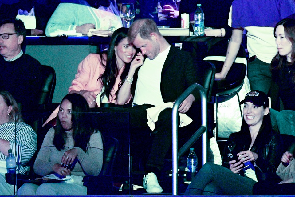 Harry and Meghan at a basketball game between the LA Lakers and the Memphis Grizzlies