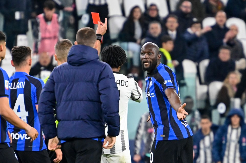 Lukaku can't believe he's sent off for his second booking after he rejoiced over his late penalty equaliser