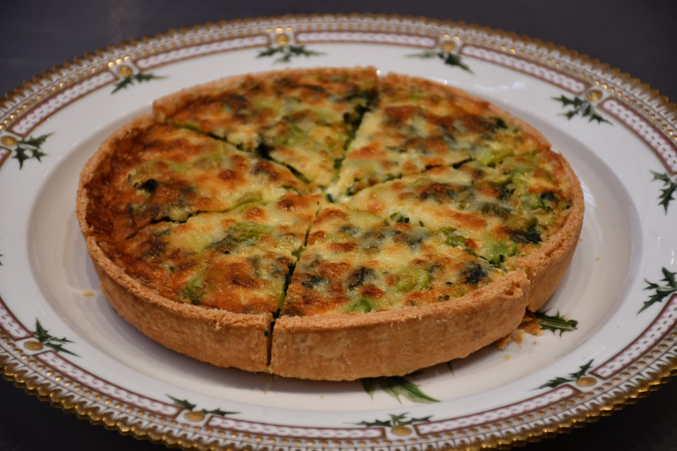 The royal vegetarian tart, dubbed 'Quiche Lorreign,' includes spinach, broad beans, Cheddar cheese and tarragon