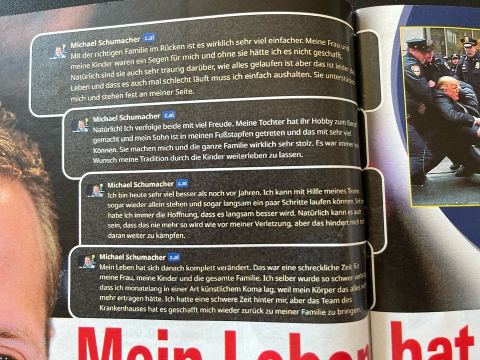 The magazine mocked up Michael's answers using an AI computer program