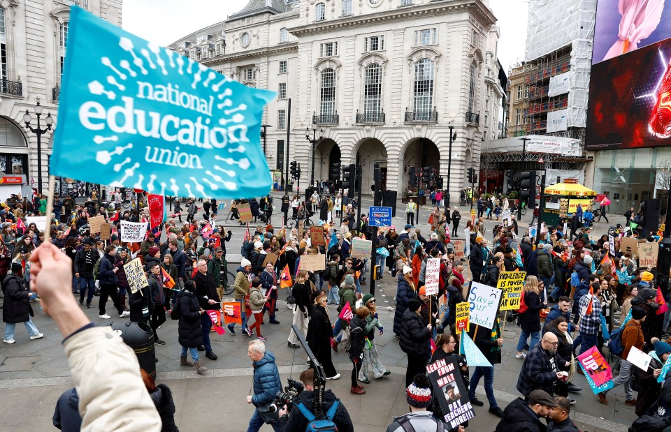 Tens of thousands of members of the National Education Union have swapped the classroom for the picket line