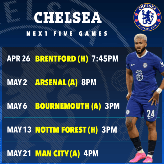 Here's how Chelsea's upcoming schedule looks