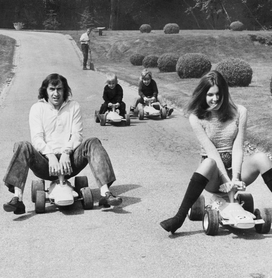 Jackie, Helen and their two sons on the 'race tack' in 1971