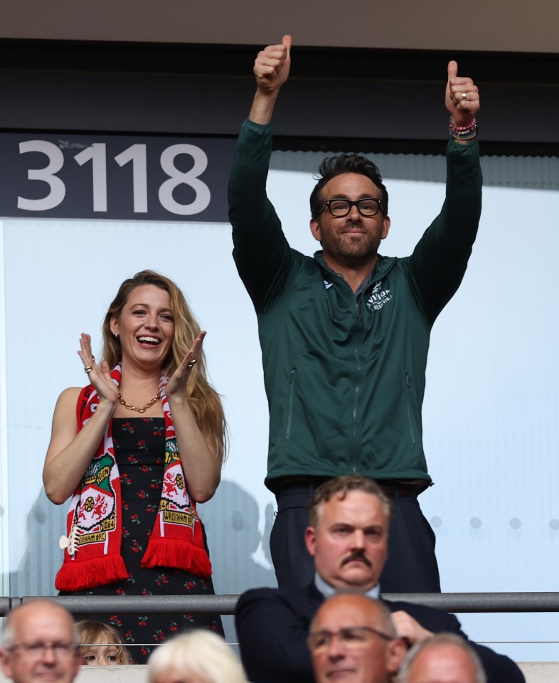 Blake Lively cheering on Wrexham AFC with her husband Ryan Reynolds