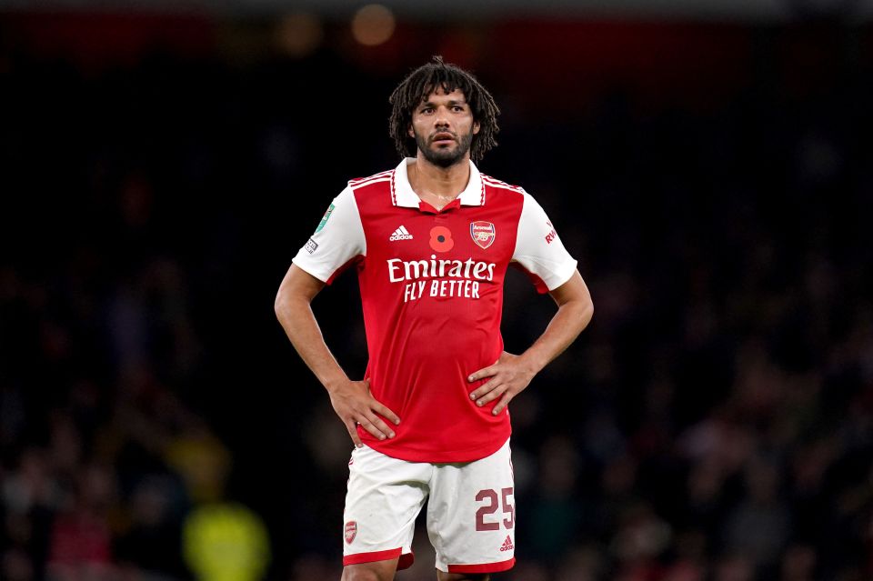 Elneny playing for Arsenal this season prior to his knee injury.