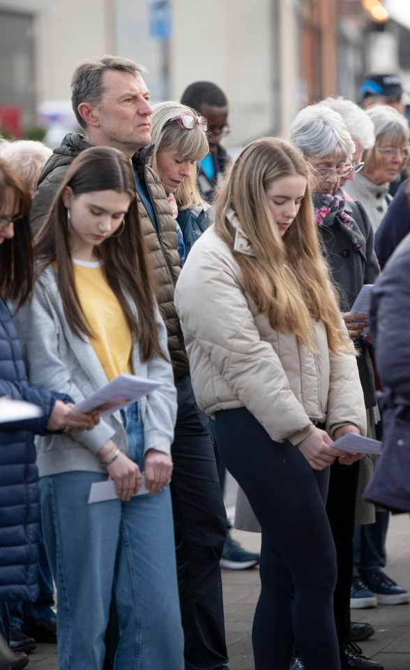 Parents Kate and Gerry were also among dozens of wellwishers at the prayer gathering in their home village of Rothley, Leics