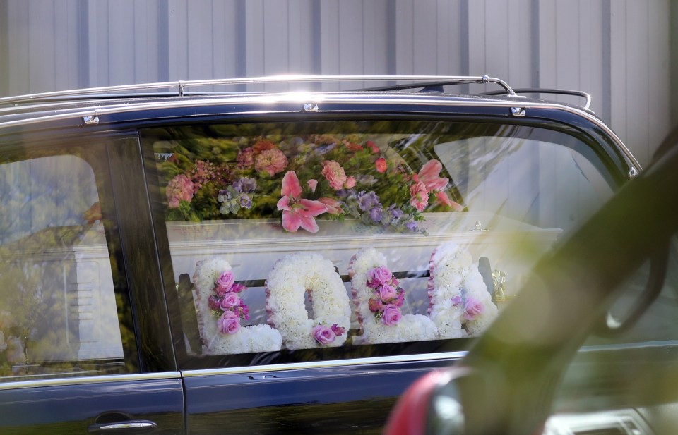 Lola Pearce's name could be seen in a floral tribute in the hearse