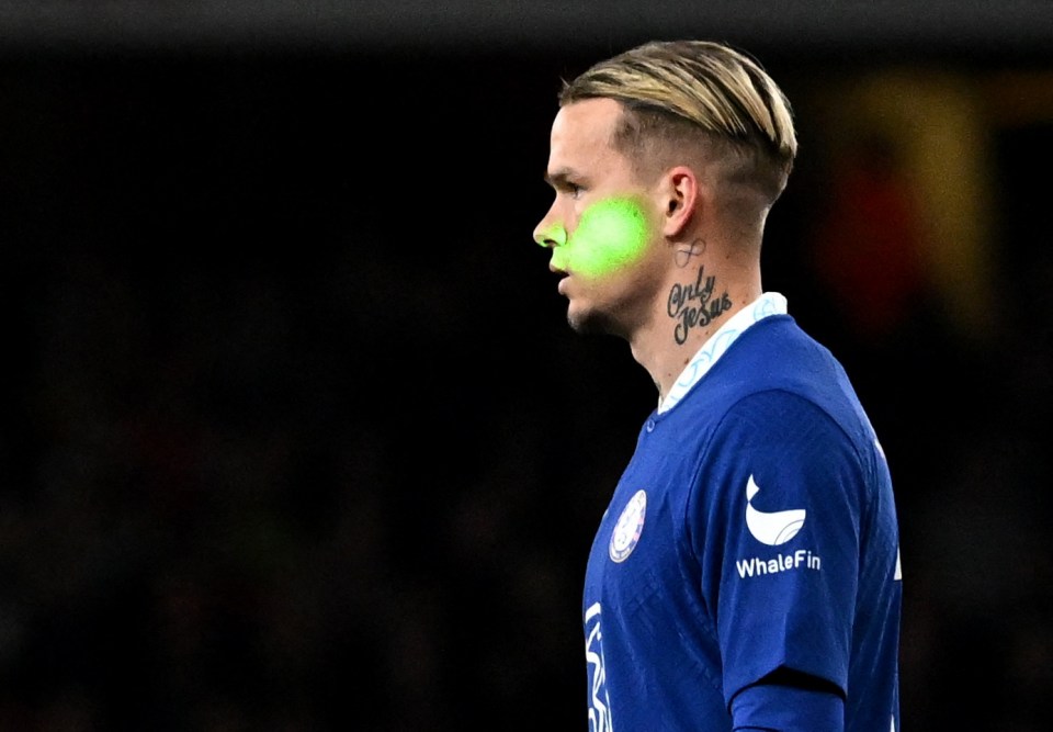 A green laser was shone at Mykhailo Mudryk during Chelsea's defeat at Arsenal