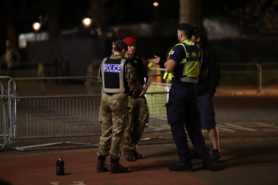 The scene at Buckingham Palace yesterday evening