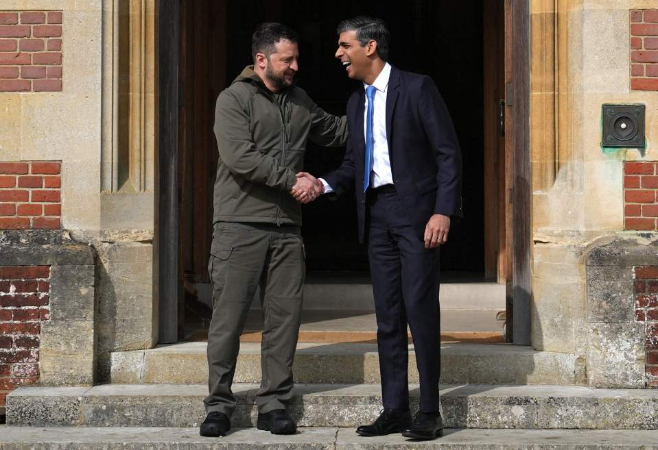 The two world leaders shook hands before heading indoors for crunch talks