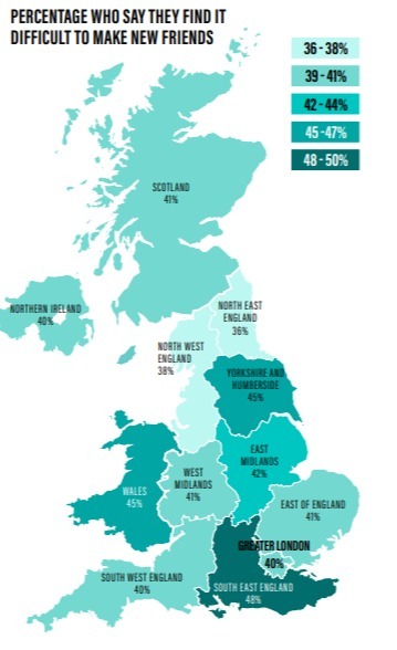 The south east of England has been ranked the unfriendliest area in the UK