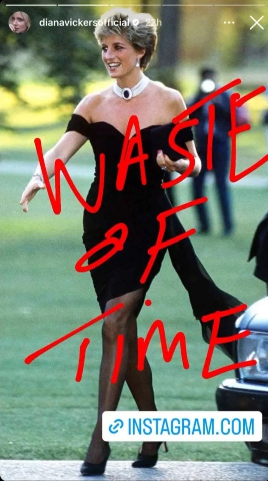 Fans were left shocked when the pair scrawled 'waste of time' over a photo of Princess Di in her iconic revenge dress