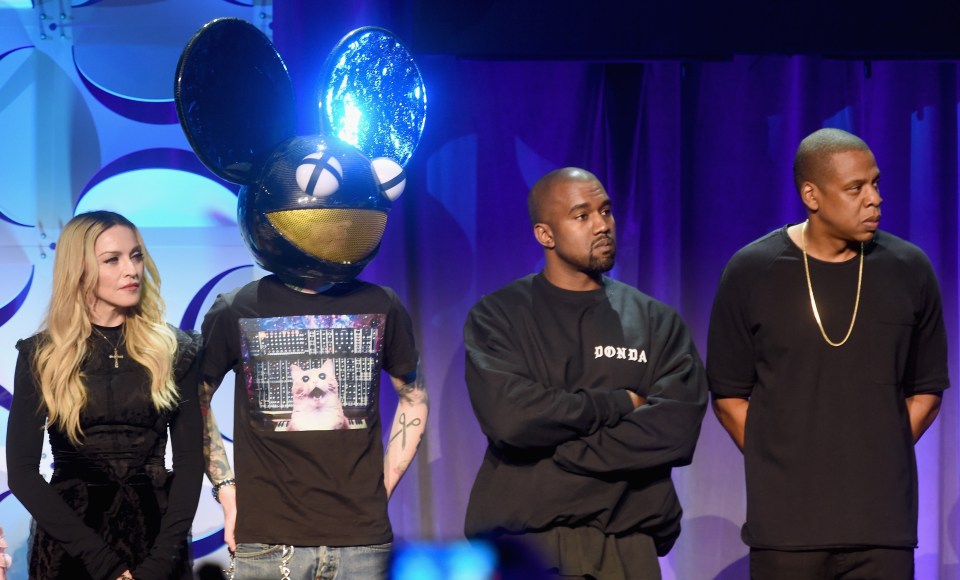 Madonna, Deadmau5, Kanye West and Jay-Z at Tidal’s 2015 launch