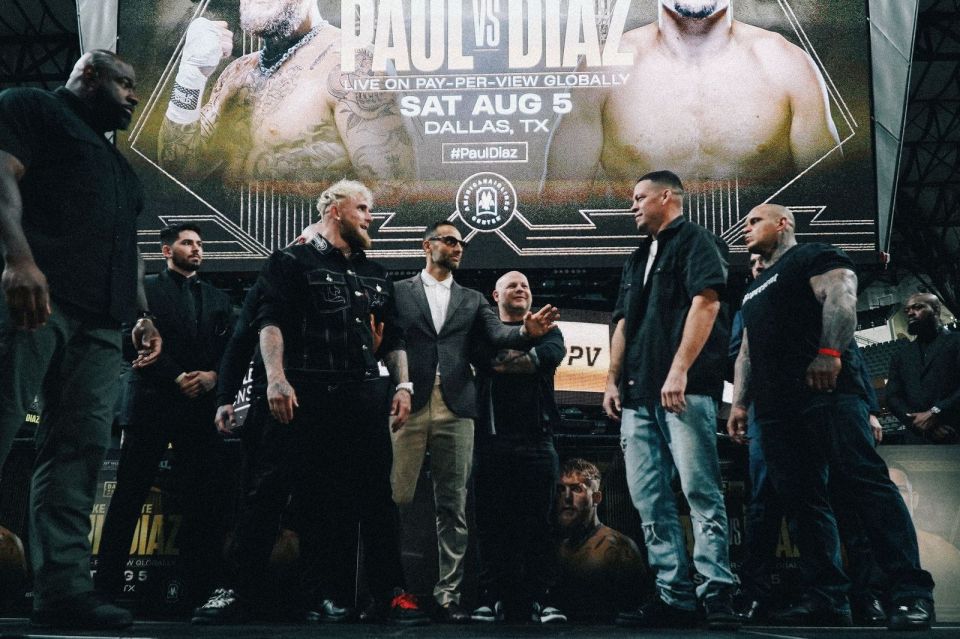 Jake Paul and Nate Diaz ahead of their DAZN PPV fight