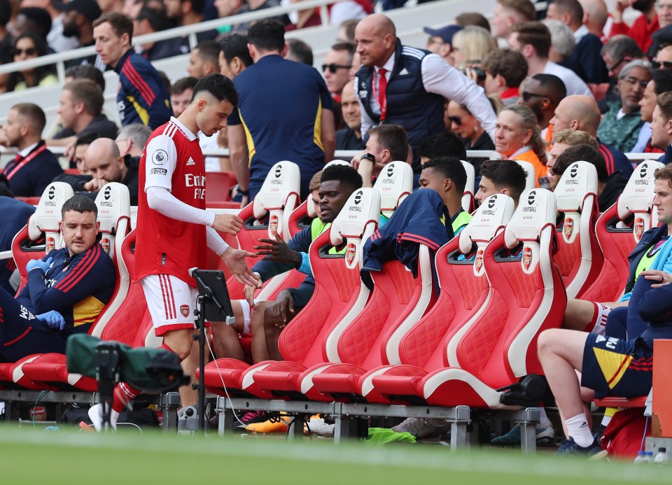 Martinelli was seen wearing a protective boot on the sidelines after coming off