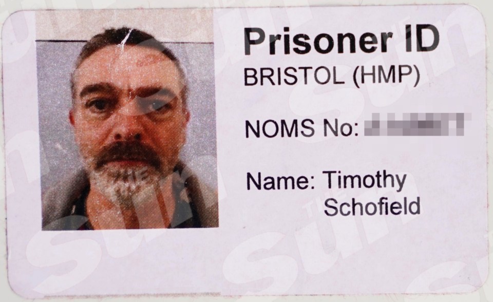 Timothy Schofield, 54, has grown a beard and is hiding in his cell at HMP Bristol