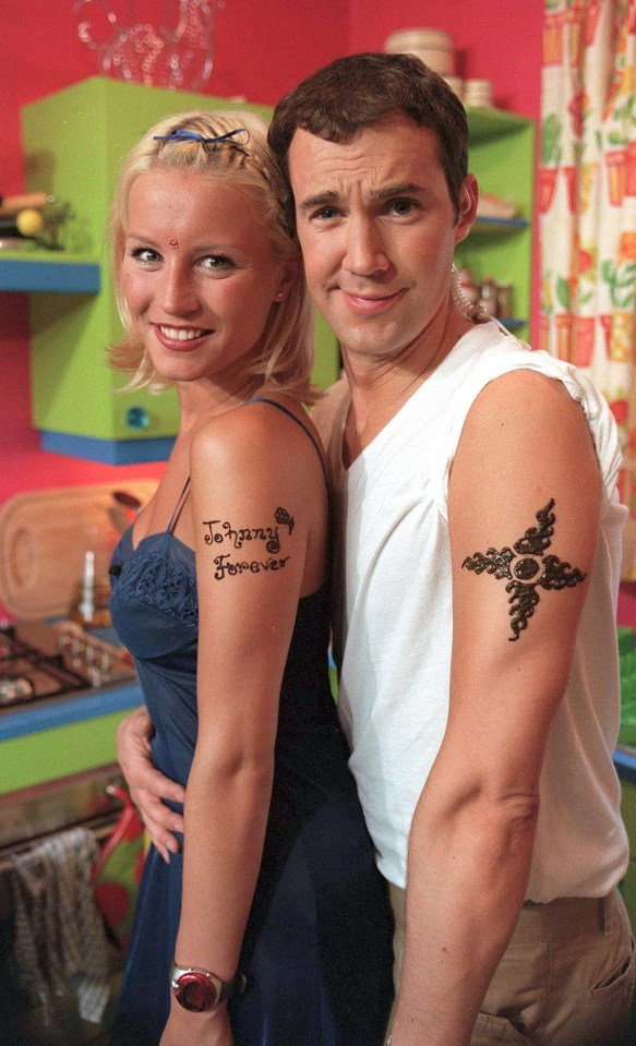 Denise and Johnny with fake tattoos