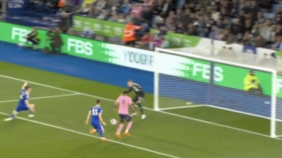 The Everton striker had the goal gaping at the King Power