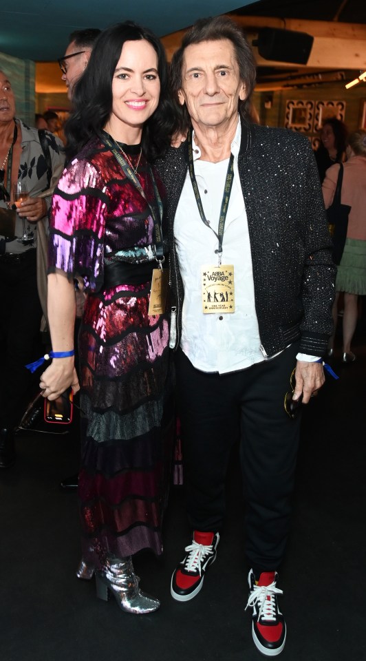 LONDON, ENGLAND - MAY 27: Sally Wood (L) and Ronnie Wood attend the 1st anniversary performance of "ABBA Voyage" at the ABBA Arena on May 27, 2023 in London, England. (Photo by David M. Benett/Alan Chapman/Dave Benett/Getty Images)