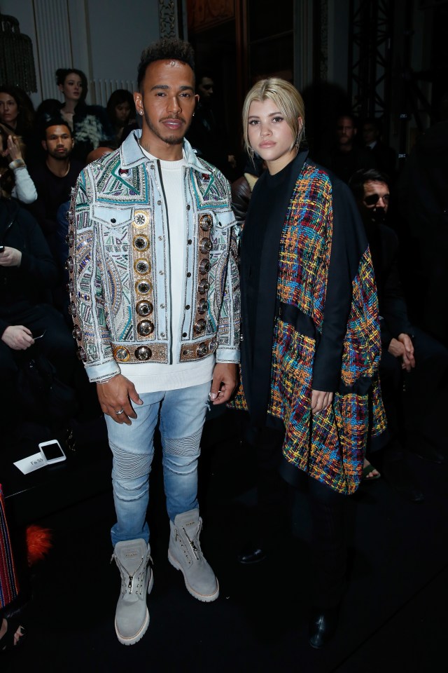 PARIS, FRANCE - JANUARY 21: (L-R) Formula One driver, Lewis Hamilton and Sofia Richie attend the Balmain Menswear Fall/Winter 2017-2018 show as part of Paris Fashion Week on January 21, 2017 in Paris, France. (Photo by Bertrand Rindoff Petroff/Getty Images)