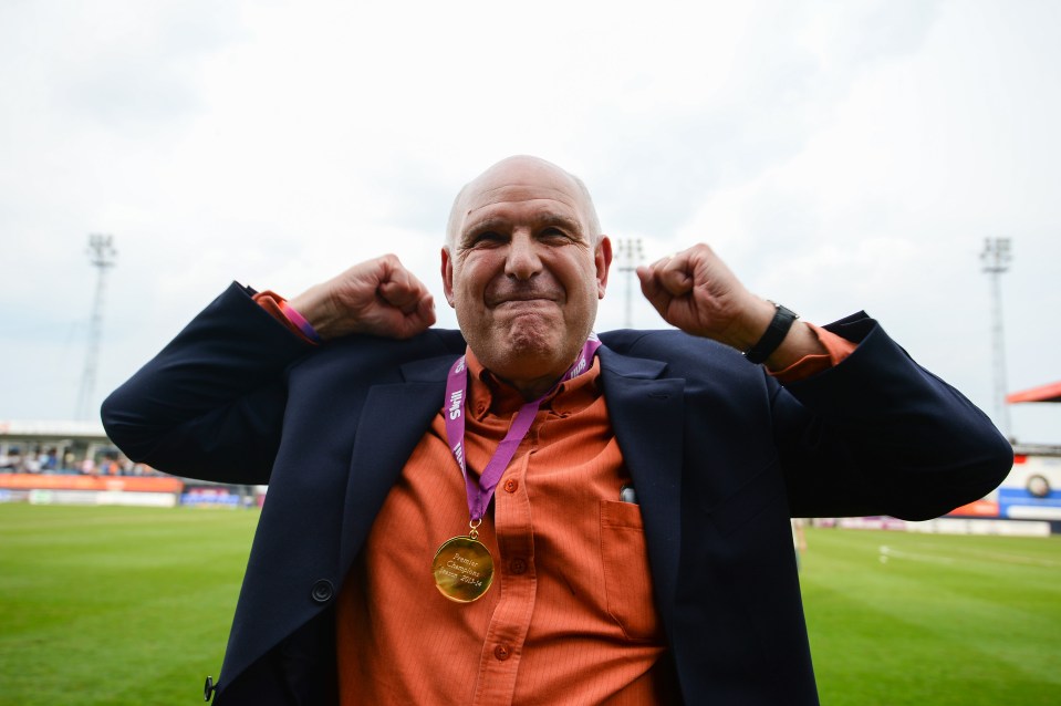 John Still wearing his Conference winners medal in 2014