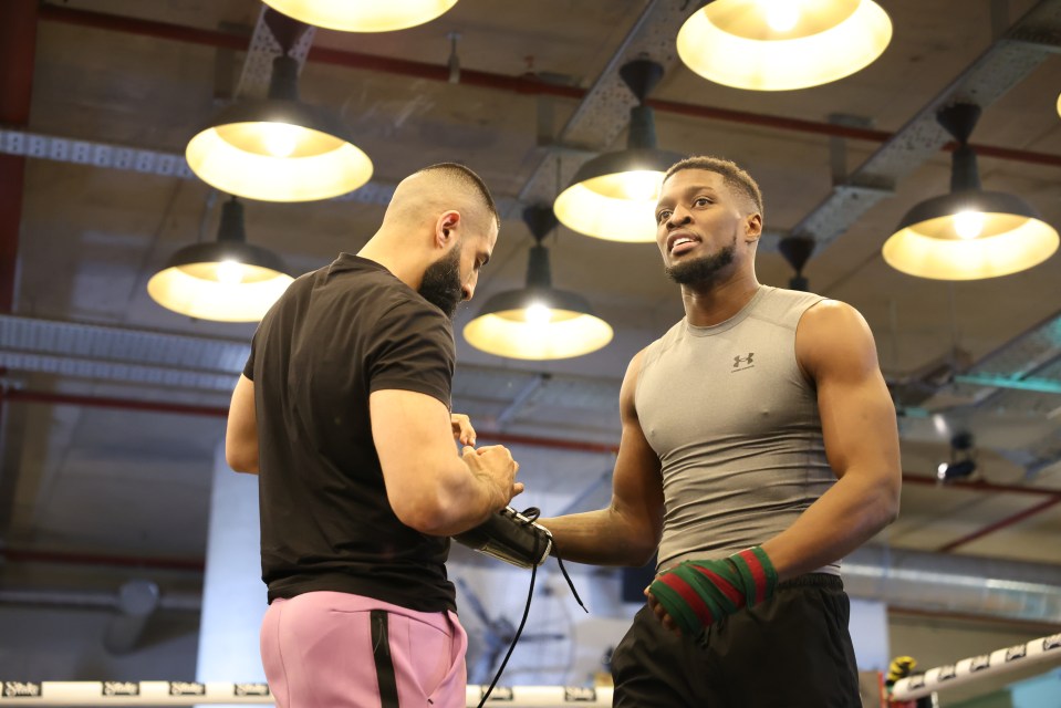 LONDON MAY 10: Media Workout on the 10th May 2023 at Camden Boxing Club, London ahead of the MF & DAZN: X Series 007 boxing show. Misfits Boxing. Credit: Leigh Dawney/Misfits Boxing.