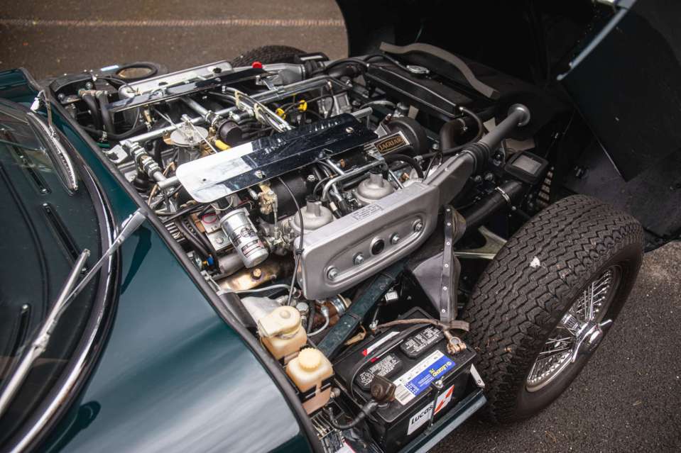 The Jag's V12 petrol engine sounds awesome - and looks impressive, too