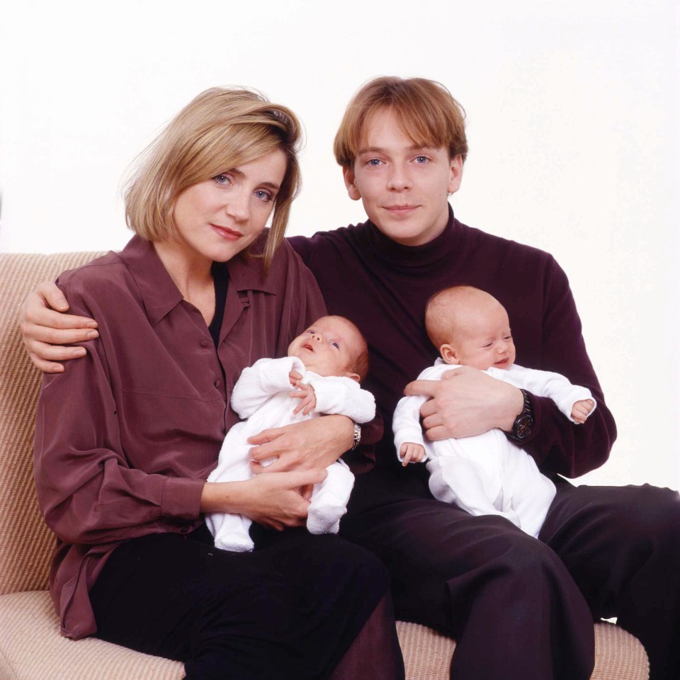 Cindy and Ian with baby twins Lucy and Peter in 1993