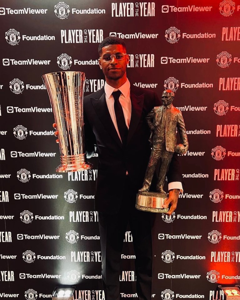 Marcus Rashford won the Sir Matt Busby Award and Players' Player of the Year