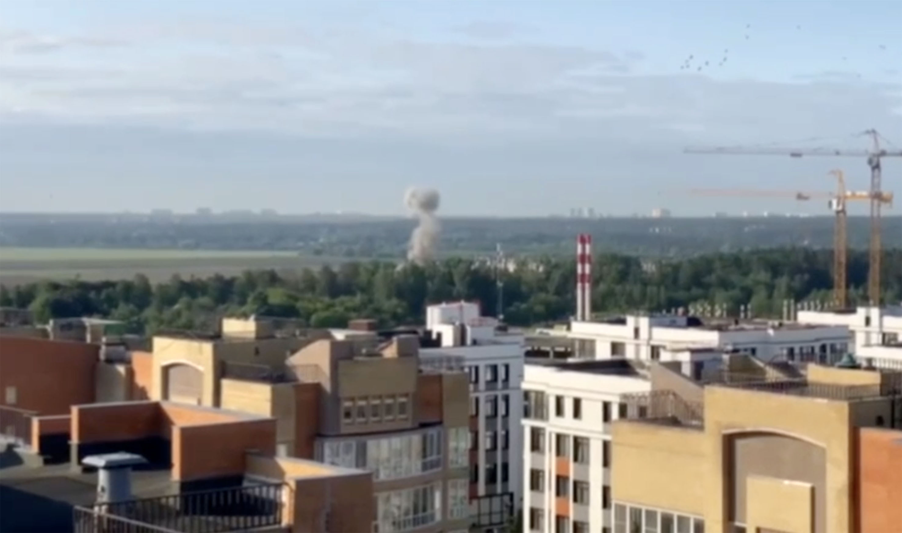 Explosions seen in Moscow after a wave of drone strikes hit the outskirts of Russia's capital in a provocative suspected attack by Ukraine