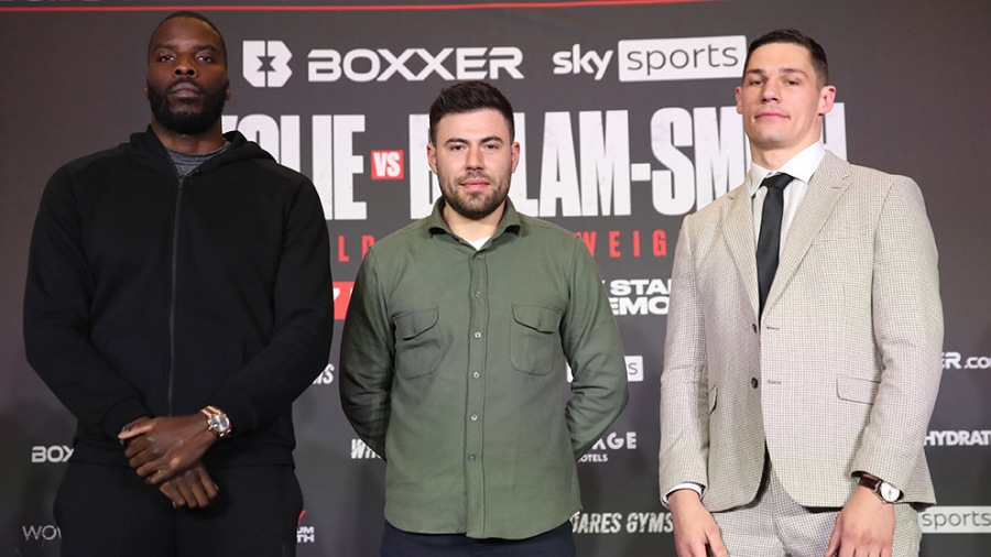 Lawrence Okolie, promoter Ben Shalom and Chris Billam-Smith