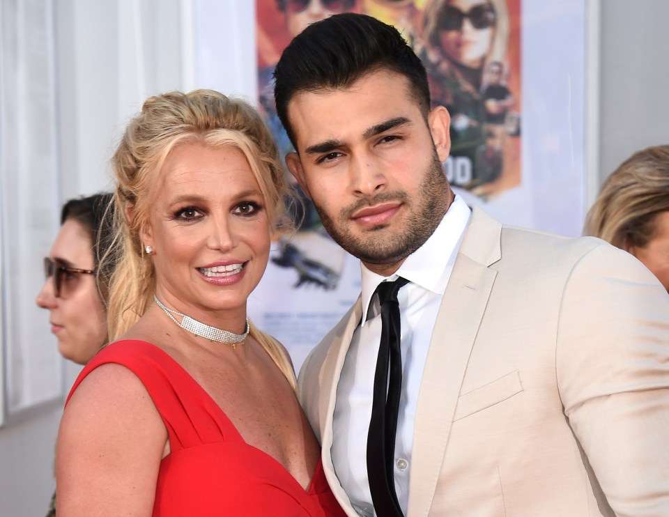 FILE - Britney Spears and Sam Asghari appear at the Los Angeles premiere of "Once Upon a Time in Hollywood" on July 22, 2019. Spears has married her longtime partner Sam Asghari at a Southern California ceremony that came months after the pop superstar won her freedom from a court conservatorship. Asgharis representative Brandon Cohen confirmed the couples nuptials. (Photo by Jordan Strauss/Invision/AP, File)