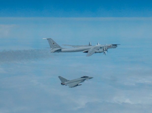 A Russian Tu-142 Bear-F aircraft was intercepted by Typhoons from RAF Lossiemouth