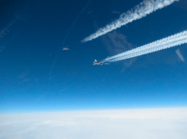 Pictures showed the moment the Typhoons were scrambled to intercept Russian Bear