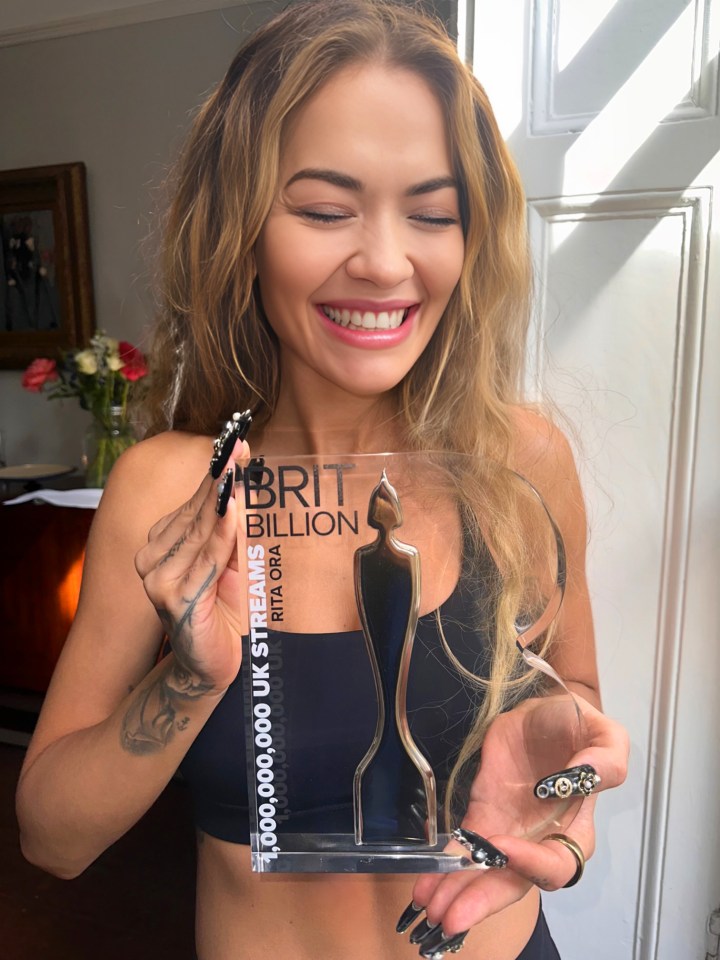 Rita Ora has been presented with a new gong recognising artists who have racked up a billion UK streams